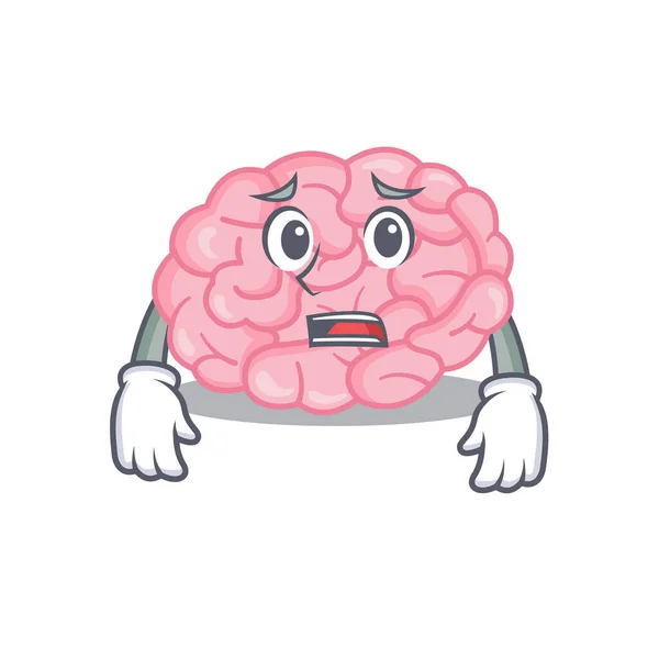 Стиль дизайну мультфільму людського мозку, що показує тривожне обличчя — стоковий вектор