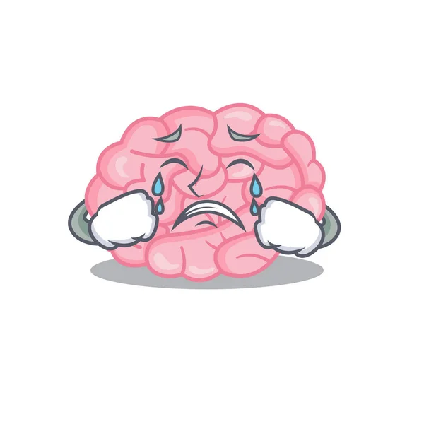Cartoon character design of human brain with a crying face — Stock Vector