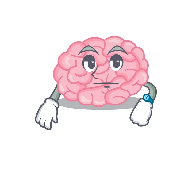 Diseño de la mascota del cerebro humano mostrando gesto de espera — Archivo Imágenes Vectoriales