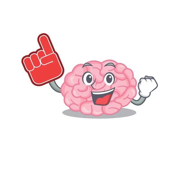 Cérebro humano apresentado em desenho de personagens de desenhos animados com dedo de espuma —  Vetores de Stock