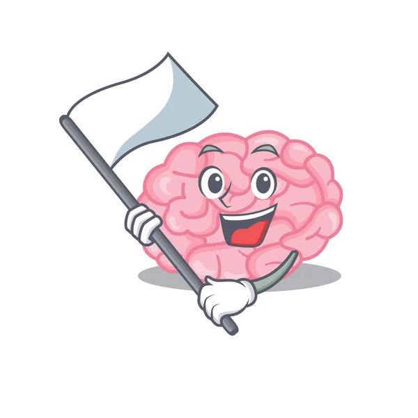 Un diseño nacionalista del personaje de la mascota del cerebro humano con bandera — Vector de stock