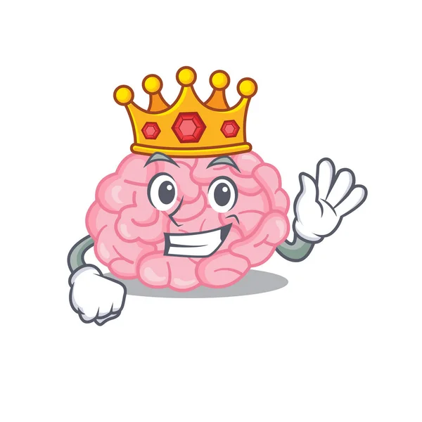 賢明な人間の脳のマスコットデザインスタイルの王 — ストックベクタ
