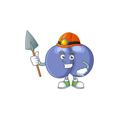 Streptococcus pneumoniae 'nin çizgi film karakteri tasarımı madenci işi. Vektör illüstrasyonu