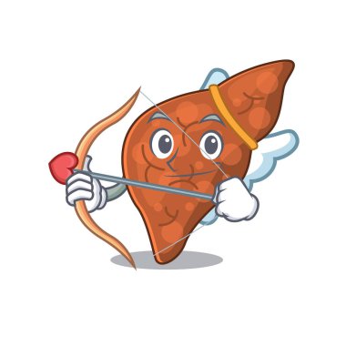 Aşk tanrısı çizgi filminde insan fibrozu karaciğeri. Oklu ve kanatlı.