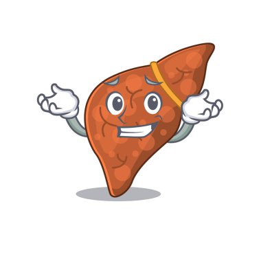 Sırıtan insan fibrozu karaciğer karikatür tasarımı konsepti.