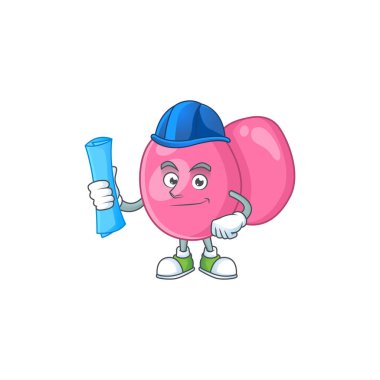 Yetenekli Mimari Streptokok Pyogenes çizgi film tasarımı tarzında mavi izler. Vektör illüstrasyonu