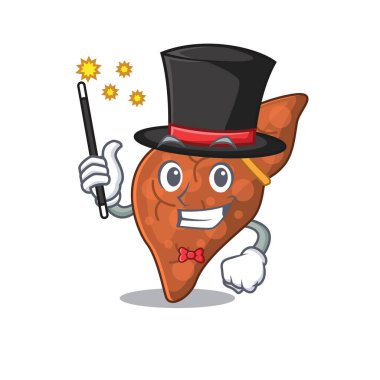 Çekici bir insan fibrozis karaciğer karikatür tasarımcısı.