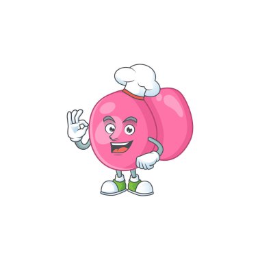 Streptococcus pyogenes çizgi film tasarımı tarzı beyaz şef şapkası takıyor. Vektör illüstrasyonu