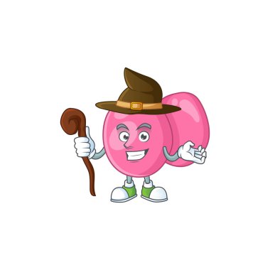 Şirin ve sinsi Cadı Streptokok Pyogenes çizgi film tasarımı tarzı. Vektör illüstrasyonu