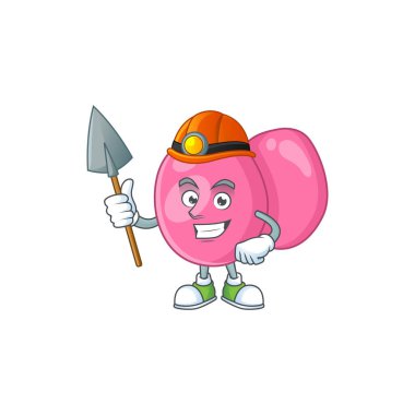 Streptokok pyogenlerinin çizgi film karakteri tasarımı madenci olarak çalışır. Vektör illüstrasyonu