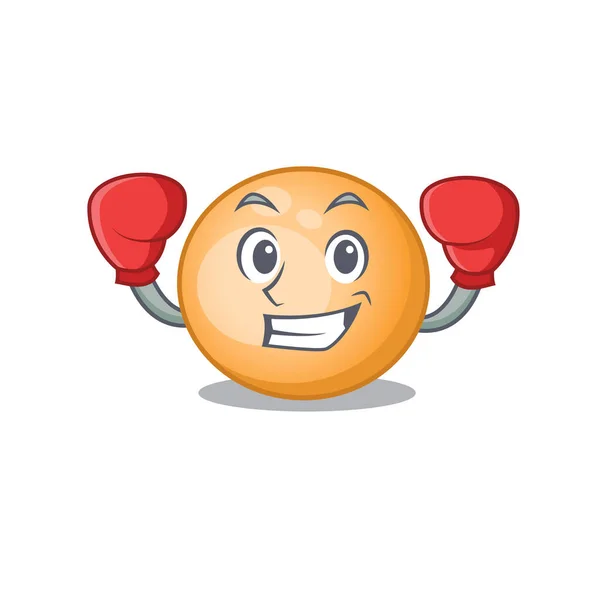 Ein sportlicher Boxsportler im Maskottchen-Design von Staphylocuccus aureus mit roten Boxhandschuhen — Stockvektor