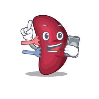 İnsan dalağı çizgi film karakteri telefonda konuşuyor.