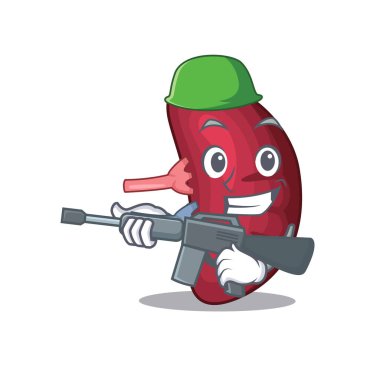 İnsan dalağının, askeri tarzda, makineli tüfekli bir karikatürü.