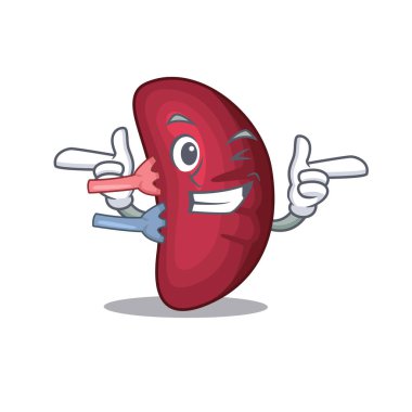 Çizgi film tasarımı konsepti, göz kırpan komik insan dalağı.