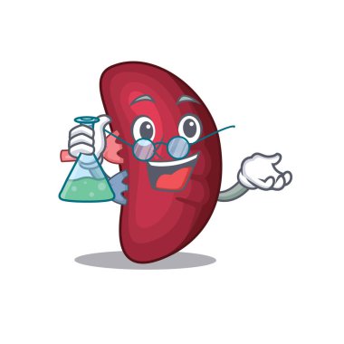 İnsan dalağı, akıllı Profesör Çizgi film tasarımı, cam tüple çalışıyor.