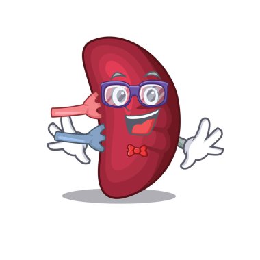 Maskot tasarım tarzı gözlüklü inek insan dalağı