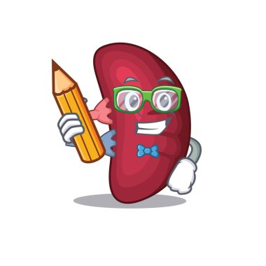 Kalem ve gözlüklü zeki bir öğrenci dalak çizgi film karakteri.