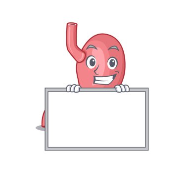 Gülümseyen insan çizgi film tasarım tarzının bir tahtası vardır