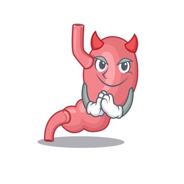 Şeytan çizgi film karakteri tasarımı gibi giyinmiş bir insan midesi.