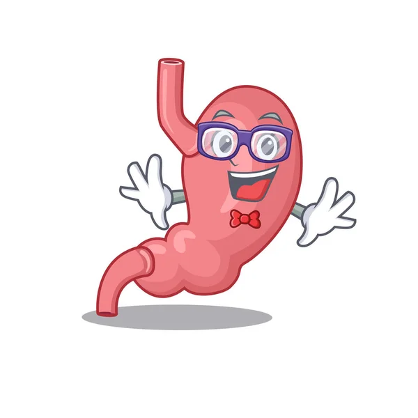 带眼镜怪胎人胃的吉祥物设计风格 — 图库矢量图片