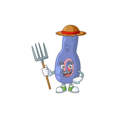 Farmer clostrisium botulinum şapka ve yaba ile maskot tasarımı stili