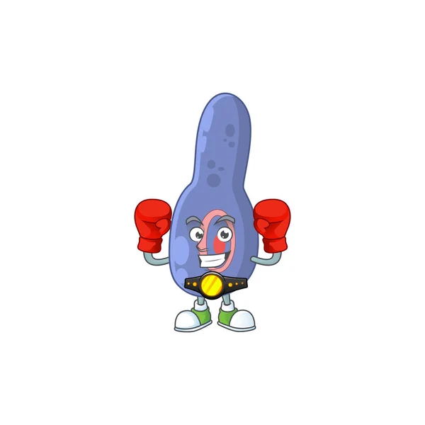 Een sportieve clostrisium botulinum bokser atleet cartoon mascotte design stijl — Stockvector