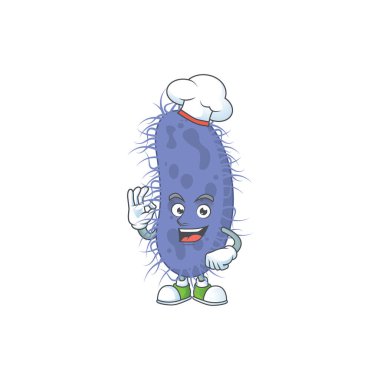 Salmonella typhi cartoon design style proudly wearing white chef hat clipart