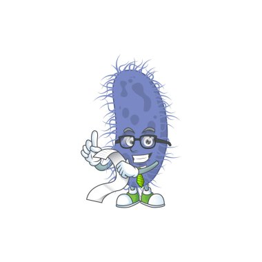 Menü listeli salmonella typhi maskot çizgi film konsepti