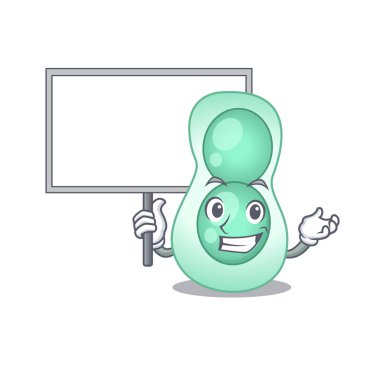 Serratia Marcescens maskot tasarım tarzının bir simgesi bir tahta getirin