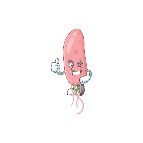 Mascotte Design Stijl Van Vibrio Cholerae Met Duimen Omhoog Vinger — Stockvector