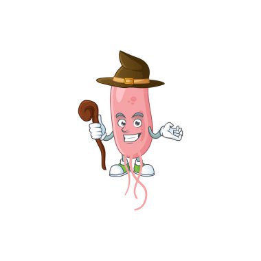 Şirin ve sinsi Cadı Vibrio Cholerae çizgi film tasarımı tarzı. Vektör illüstrasyonu