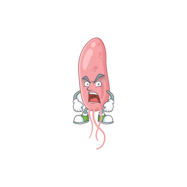 Vibrio Cholerae Diseño Personajes Dibujos Animados Con Cara Loca Ilustración — Vector de stock