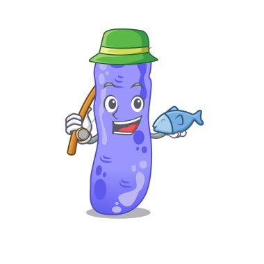 Balık tutarken lejyonella çizgi film tasarımı konsepti