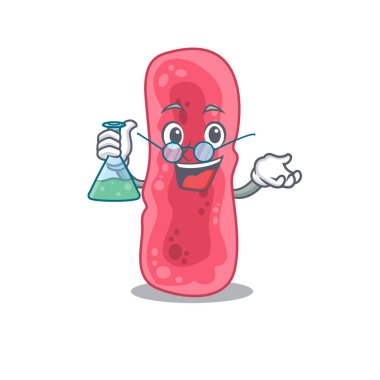 Shigella Sonnei akıllı Profesör Çizgi Film tasarım stili cam tüple çalışıyor