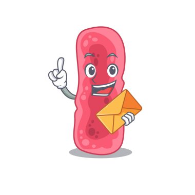 Kahverengi zarflı Mutlu Şigella sonnei maskot tasarımı