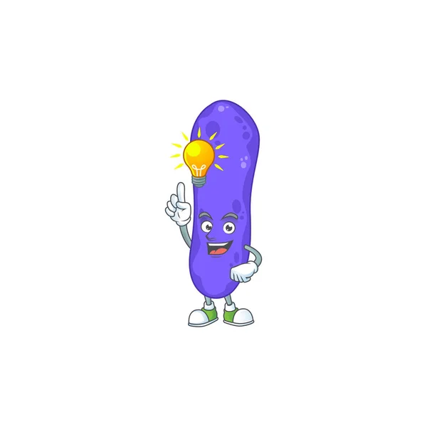 Genio Escherichia Coli Mascota Diseño Personajes Tienen Una Idea Ilustración — Vector de stock