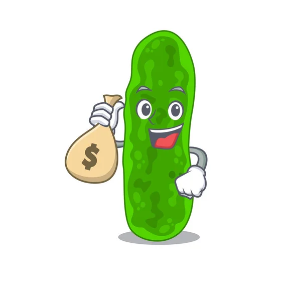 Rich legionella micdadei cartoon design holds money bags — Stock Illustration Rich legionella micdadei cartoon design holds money bags Royalty Free Stock Vectors