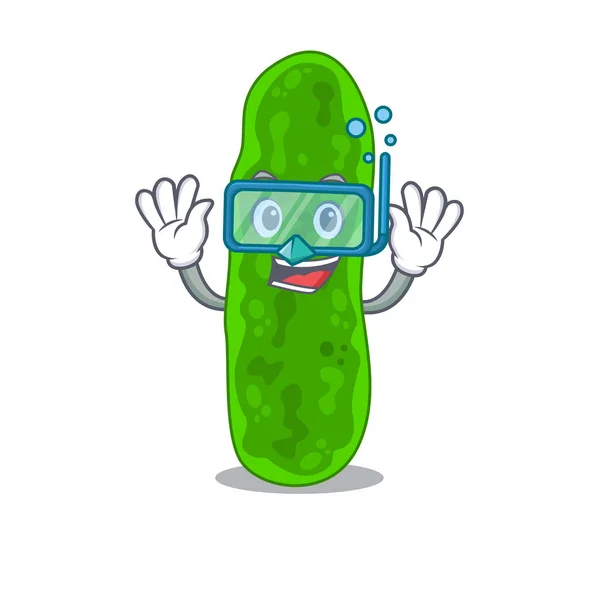 Legionella micdadei mascot design concept wearing diving glasses — Stock Illustration Legionella micdadei mascot design concept wearing diving glasses Royalty Free Stock Illustrations