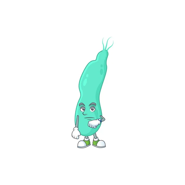 Helicobacter Pylory Avec Geste Attente Dessin Animé Concept Mascotte Illustration — Image vectorielle