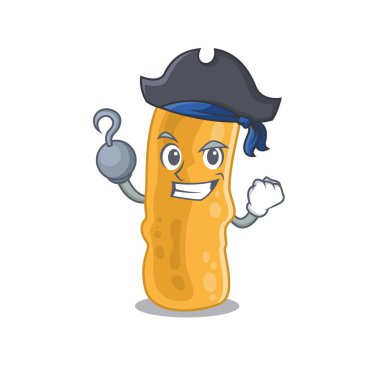 Shigella flexneri çizgi film tasarımı stili. Kanca elli ve şapkalı bir Korsan.