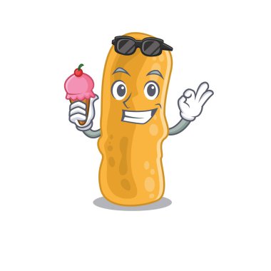 Çizgi film tasarımı konsepti Shigella flexneri 'nin dondurma yemesi