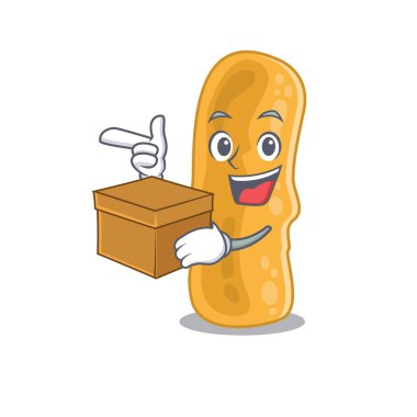 Shigella flexneri karikatür tasarım konsepti bir kutu tutuyor.