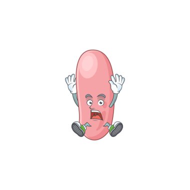 Lejyonella pneunophilla çizgi film karakteri tasarımı şok edici bir jest gösteriyor. Vektör illüstrasyonu