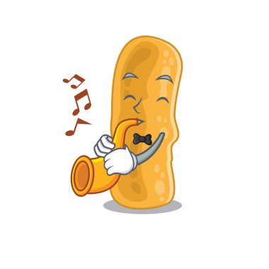 Shigella flexneri çizgi film tasarımının yetenekli müzisyeni trompet çalıyor.