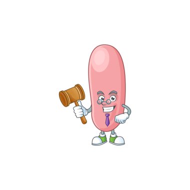 Karizmatik Yargıç Lejyonella pneunophilla çizgi film karakteri tasarımı gözlüklü. Vektör illüstrasyonu