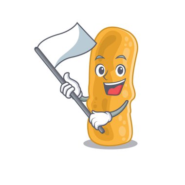 Bayrağı olan milliyetçi bir Shigella flexneri maskot tasarımı. Vektör illüstrasyonu