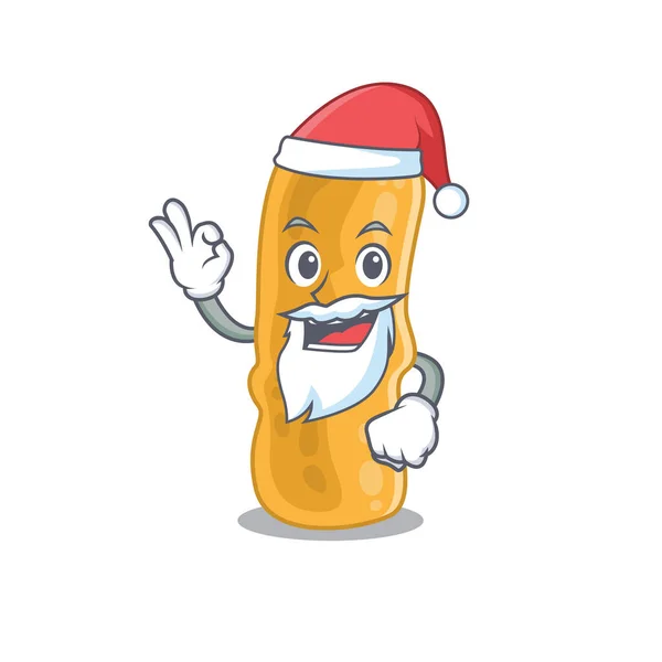 Shigella flexneri Santa Cartoon-Figur mit süßem Ok-Finger — Stockvektor