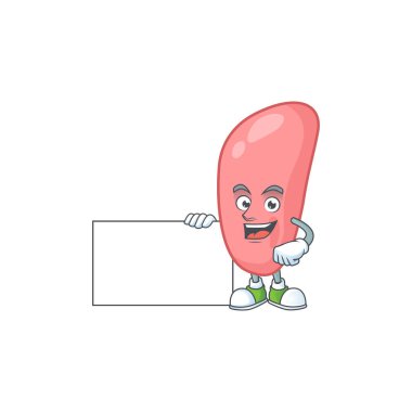 Neisseria gonorhoeae çizgi film karakteri konsepti beyaz tahtaya sahip olmayı onaylıyor. Vektör illüstrasyonu