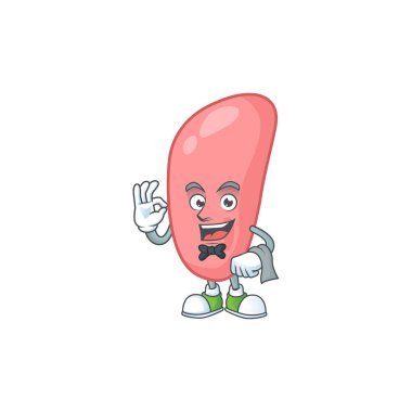 Bir neisseria gonorhoeae garson çizgi film karakteri servise hazır. Vektör illüstrasyonu