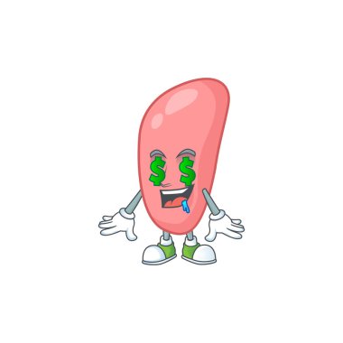 Maskot stili zengin neisseria gonorhoeae 'nin zengin gözleri. Vektör illüstrasyonu